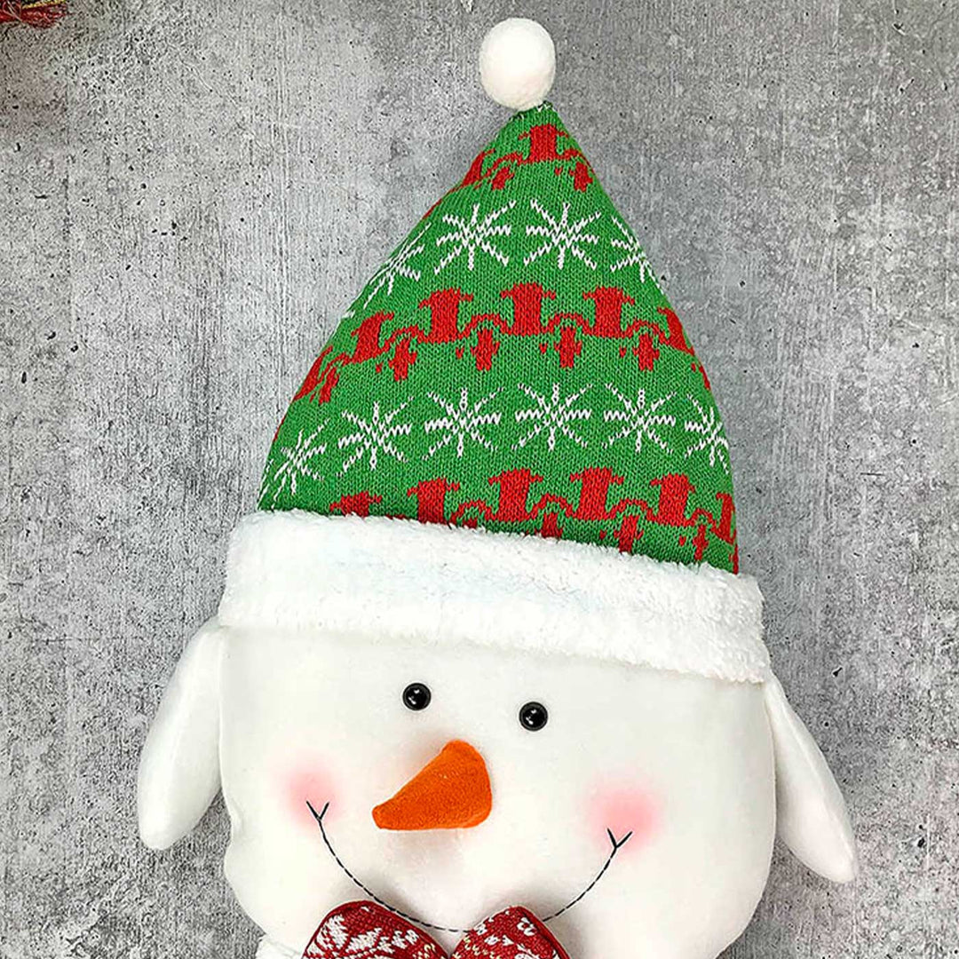 Fluffy Snowman Christmas Themed Woolen Pillow For Christmas Decoration