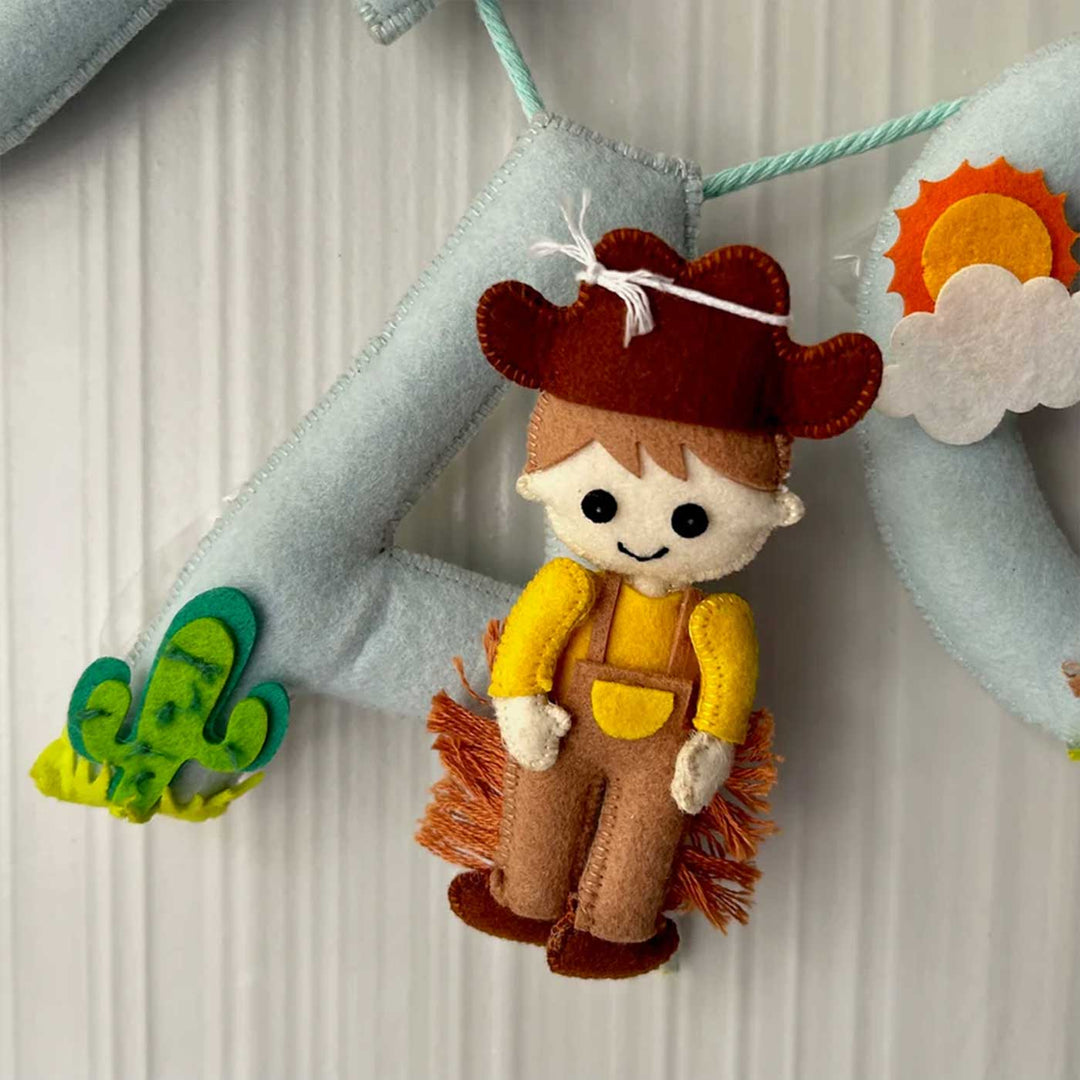 Personalized The Wild West Cow Boy Felt Bunting / Garland For Kids