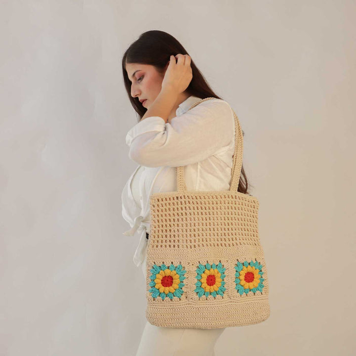 Handmade Crochet Shopper's Tote Bag