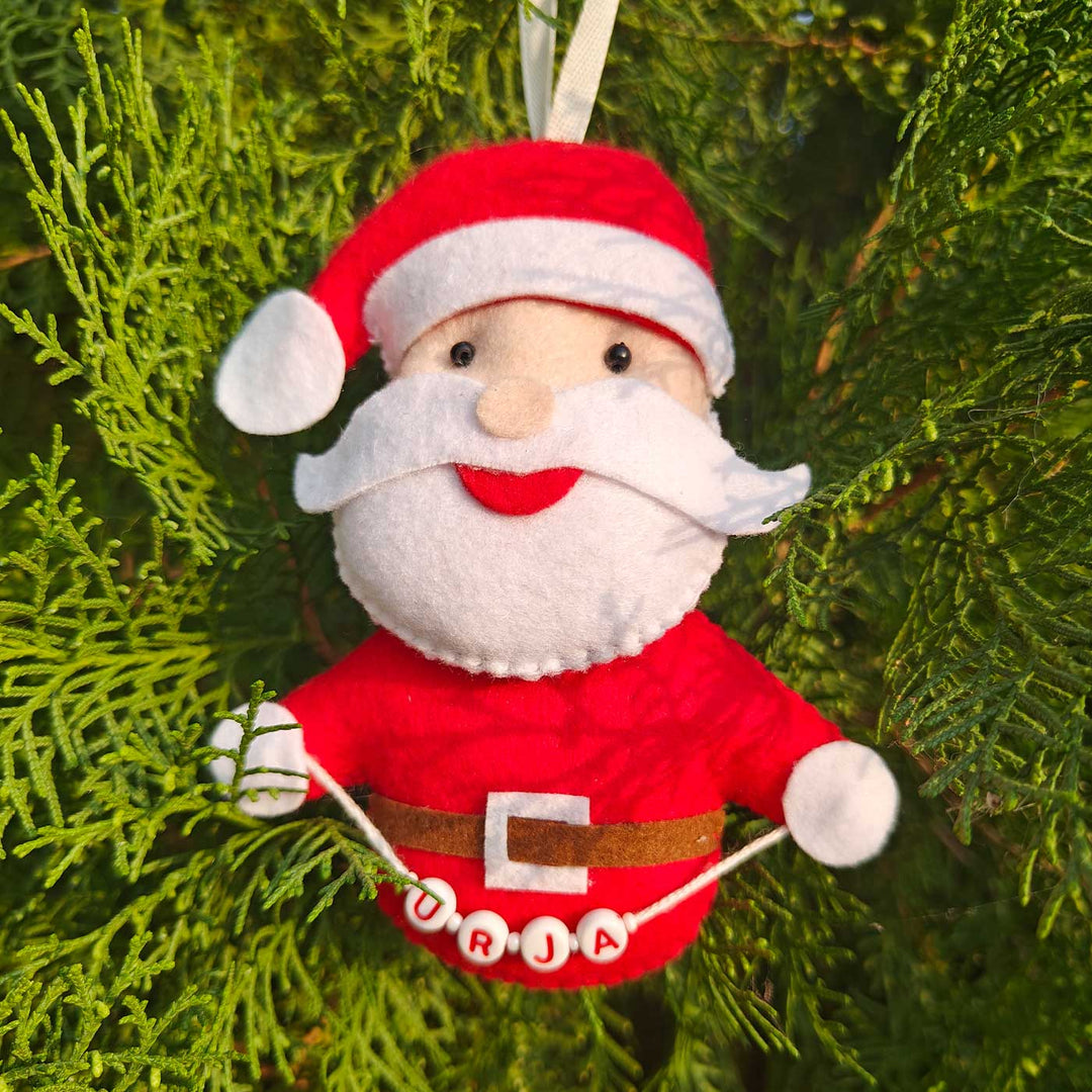 Personalized Santa Holding Name Felt Ornament For Christmas Tree Decoration