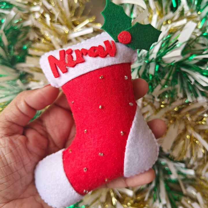 Personalized Stocking Felt Ornament For Christmas Tree Decoration