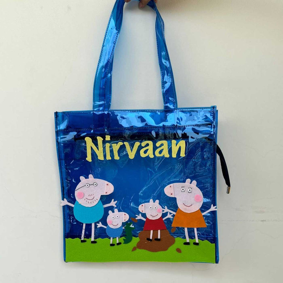 Personalized Handmade Peppa Pig Theme Kids Tote Bag