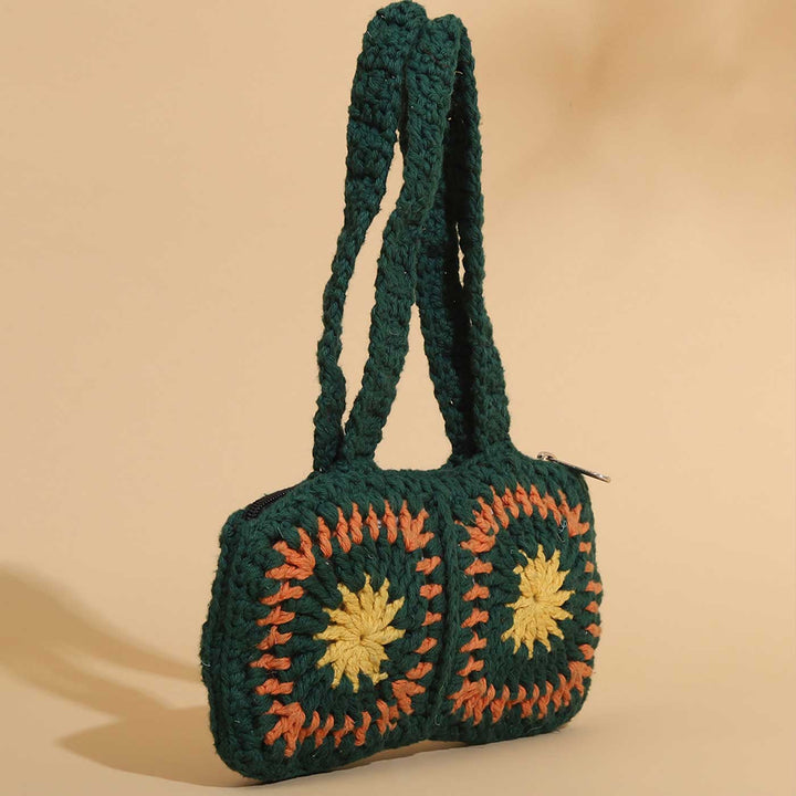 Handmade Crochet Green Busty Mini Handbag