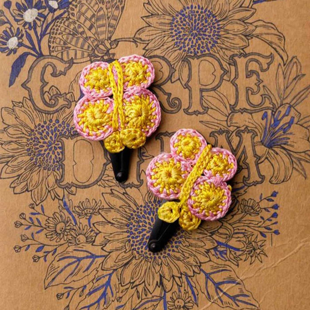 Handmade Yellow Butterfly Flower Hair Clips | Set of 2