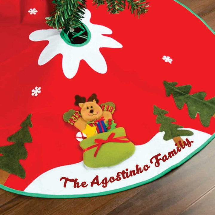 Personalized Reindeer Fun Felt Tree Skirt For Christmas Tree Decoration