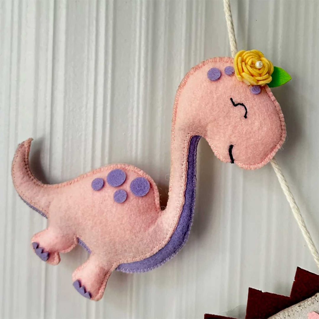 Personalized Fiona The Dinosaur Felt Bunting / Garland For Kids