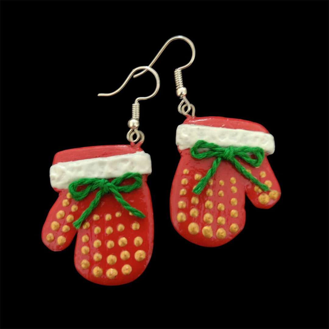 Handmade Christmas Mittens Clay Earrings | Secret Santa Gift Ideas