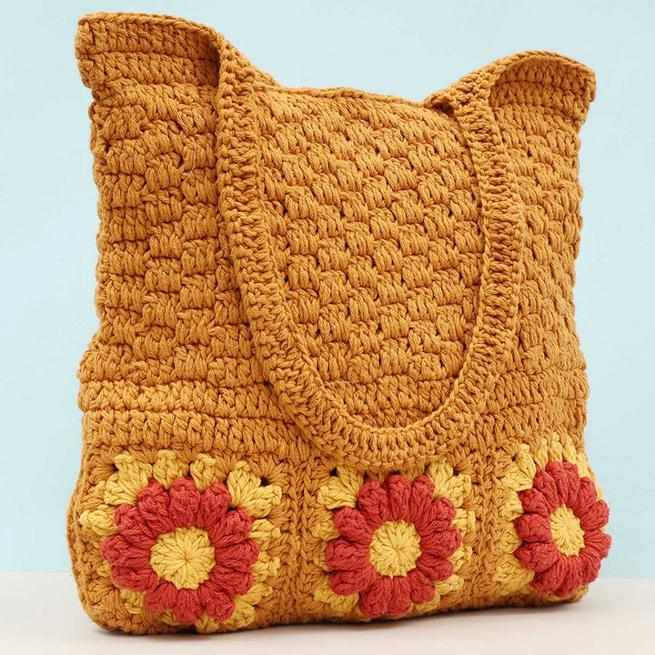 Handmade Crochet Oldie’s Goldie Floral Shoulder Bag