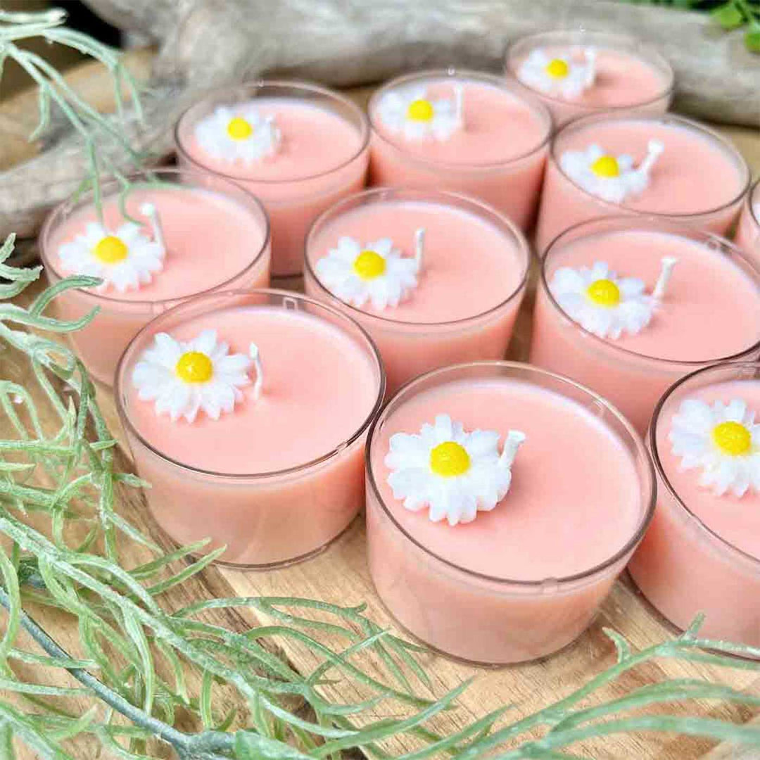 Daisy Themed Wax Tealight Candle | Set Of 6