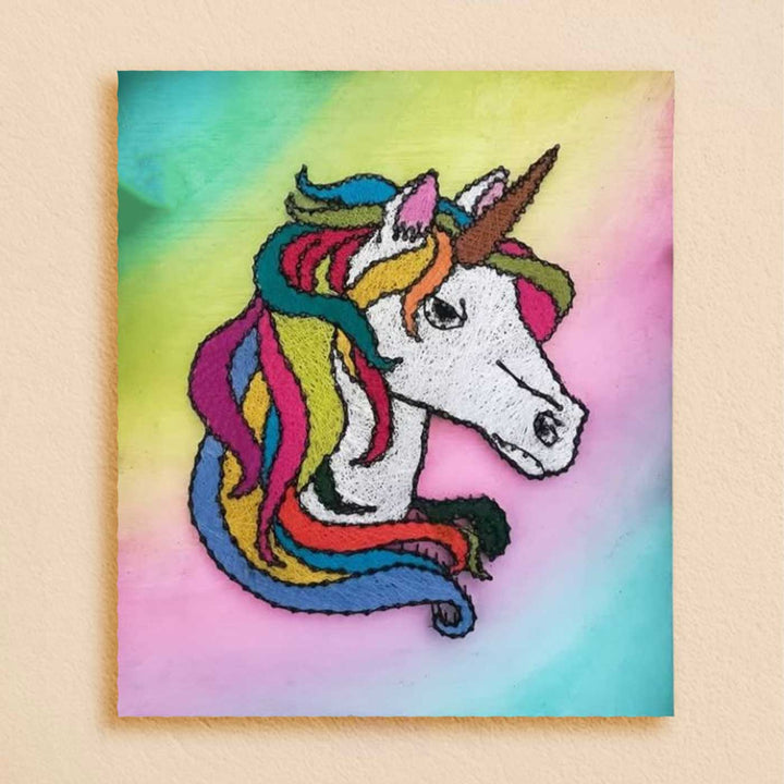 Handmade String Art Unicorn Theme Mdf Wood Decorative Plaque