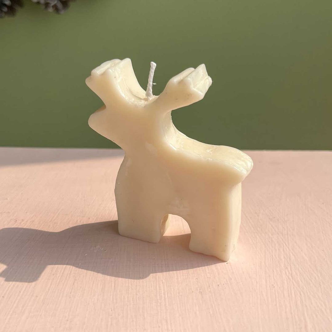 Handmade Festive Reindeer Pillar Candles For Christmas Decoration