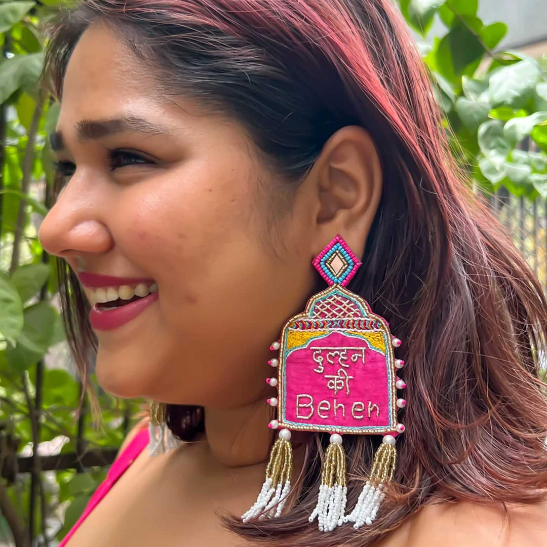 Handmade "Dulhan ki Behen" Beaded Earrings for Bride's Sister