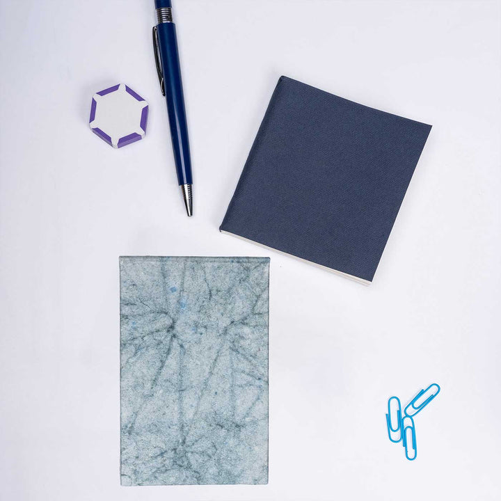 Handmade Unruled Small Blue Batik Notepad & Pocket Journal | 120 Gsm