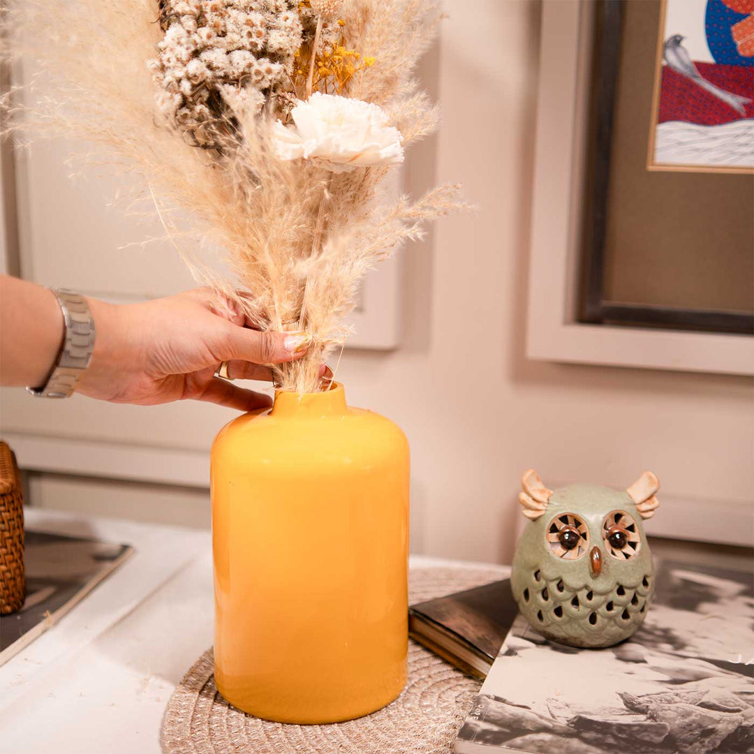 Yellow Lemon Blossom Glass Vase