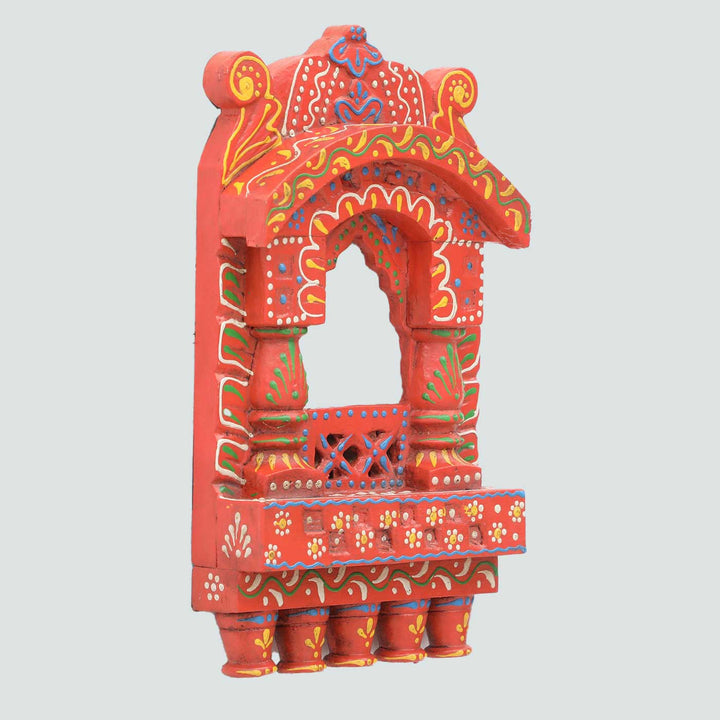 Handmade Traditional Orange Wooden Jharokha