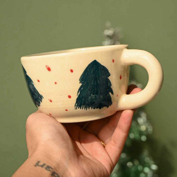 Handmade Christmas Tree Illustration Ceramic Mug | Secret Santa Gift Ideas