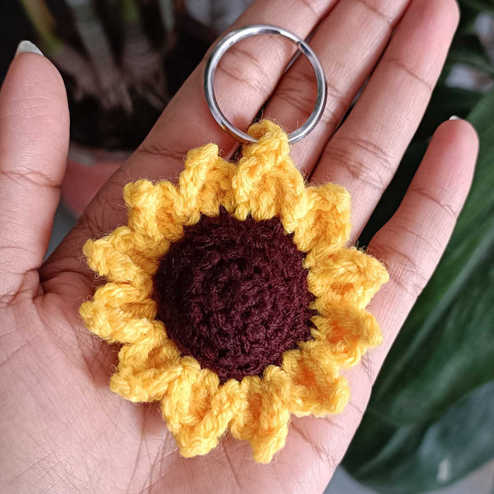 Handmade Crochet Sunflower Key Chain | Set Of 2