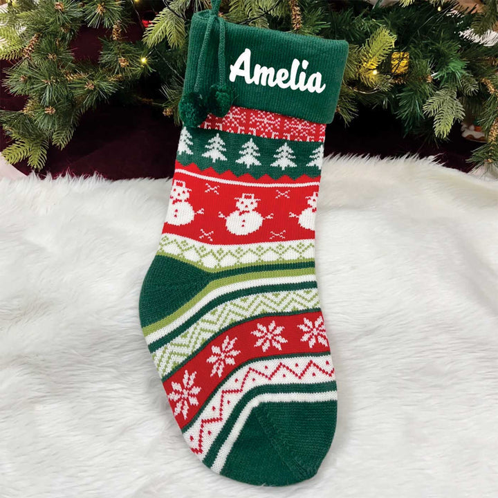 Personalized Handwoven Knitted Woolen Stockings For Christmas Decoration