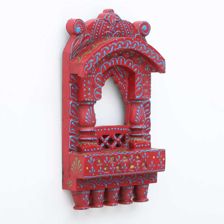 Handmade Traditional Red Wooden Jharokha