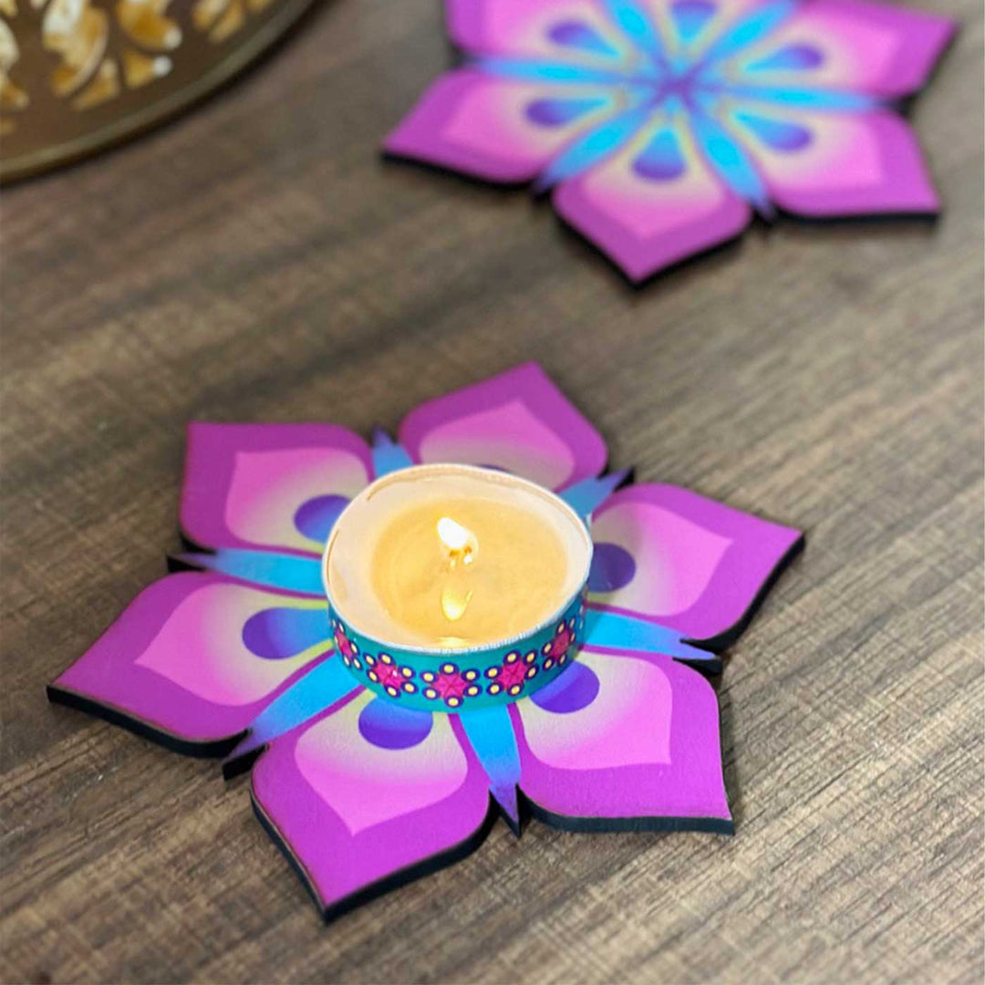 Handmade Decorative Saroj MDF Wood Tealight Holder | Set Of 6