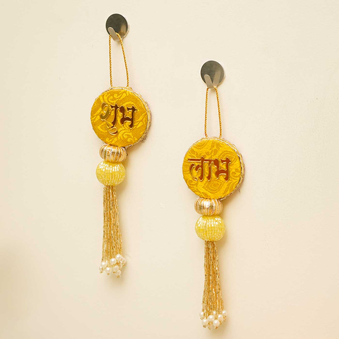 Handmade Reversible Shubh Labh Hanging | Set Of 2