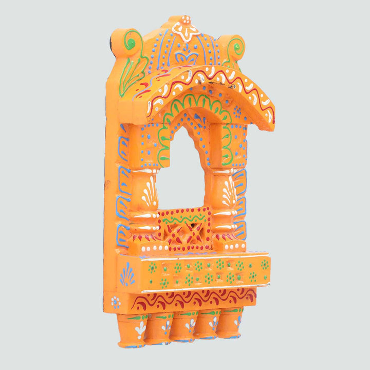 Handmade Traditional Light Orange Wooden Jharokha