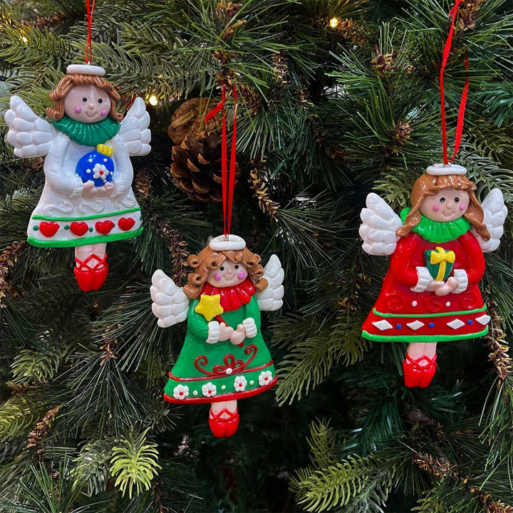 Handmade Frosty Fairy Clay Ornaments For Christmas Tree Decoration | Set Of 3