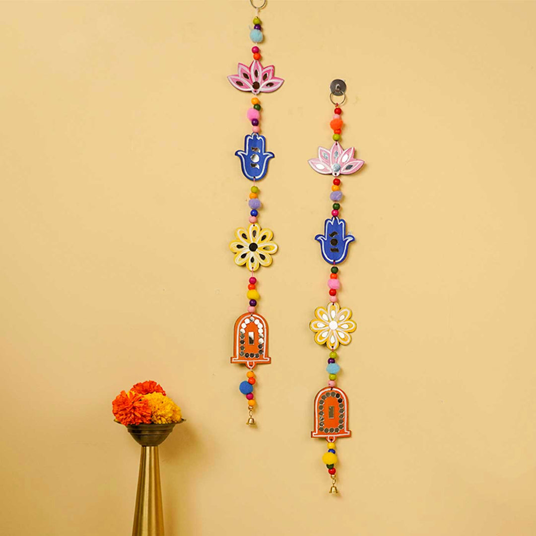 Handmade Hamsa Hand Wooden Hanging | Set of 2