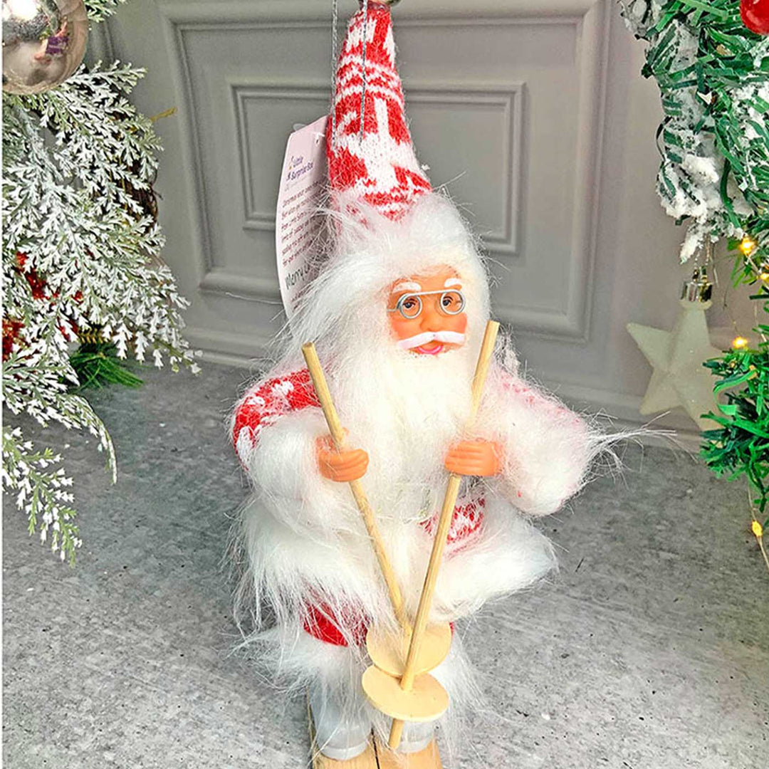 Handmade Skiing Santa Claus Self Standing Ornaments For Christmas Tree Decoration