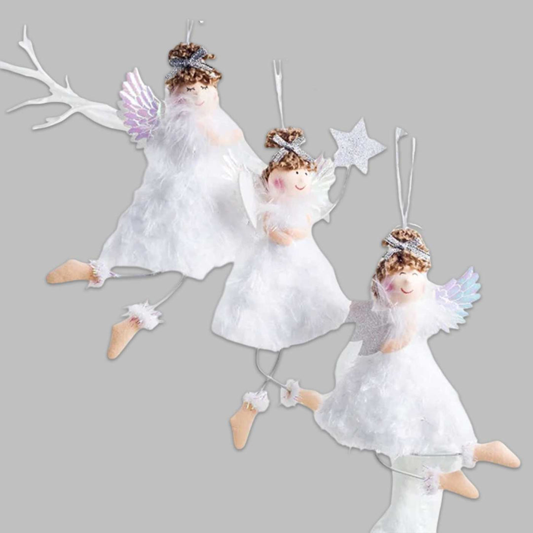 Handmade Winged Wonder Flying Angels Ornaments For Christmas Tree Decoration | Set Of 3