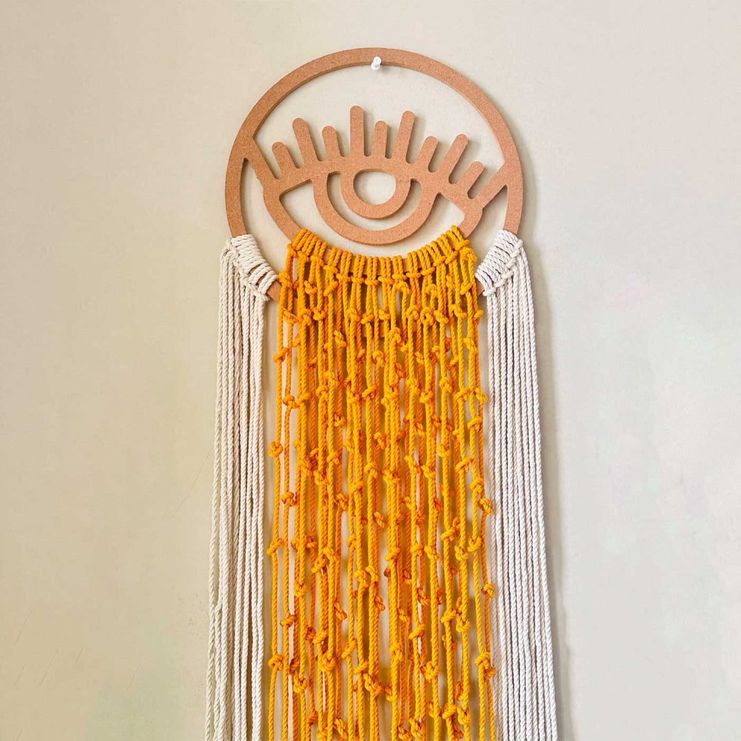 Mustard & White Evil Eye MDF Hanging