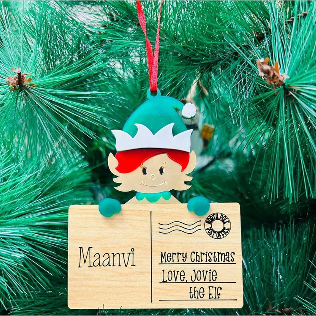 Personalized Post Card Mdf Wood Ornaments For Christmas Tree Decoration