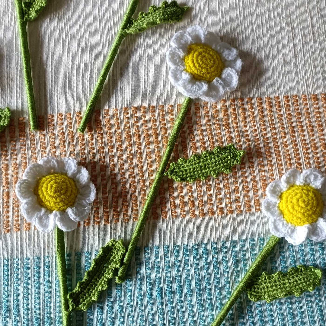 Handmade Crochet Daisy Bouquet | Set Of 5