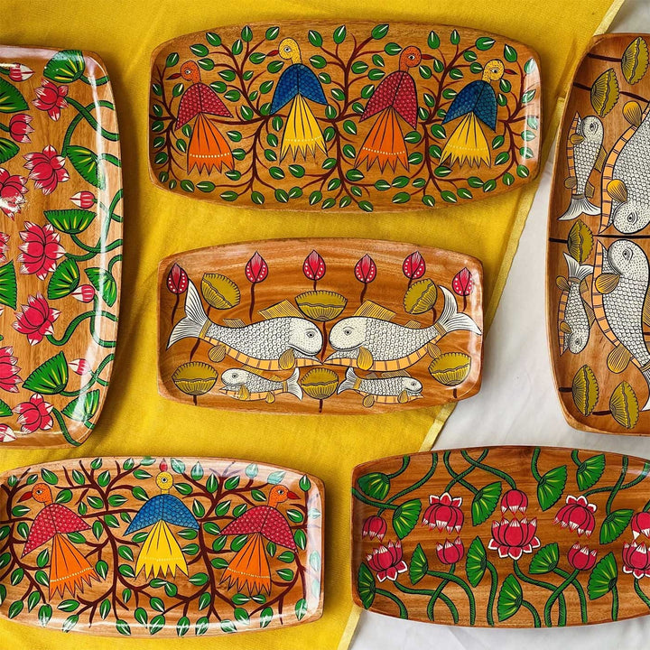 Hand-Painted Pattachitra Masakali Wooden Tray