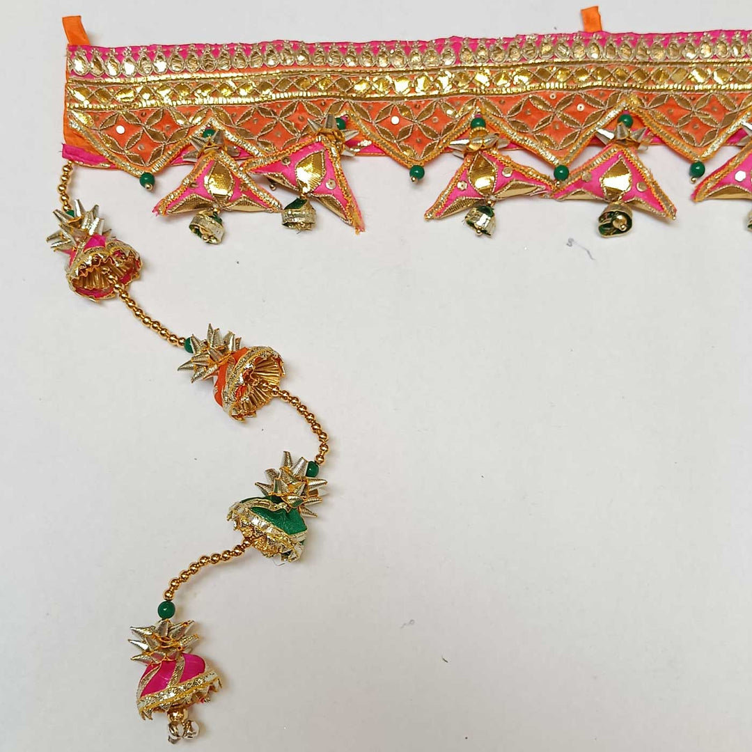 Handmade Orange & Pink Traditional Gota Patti Toran