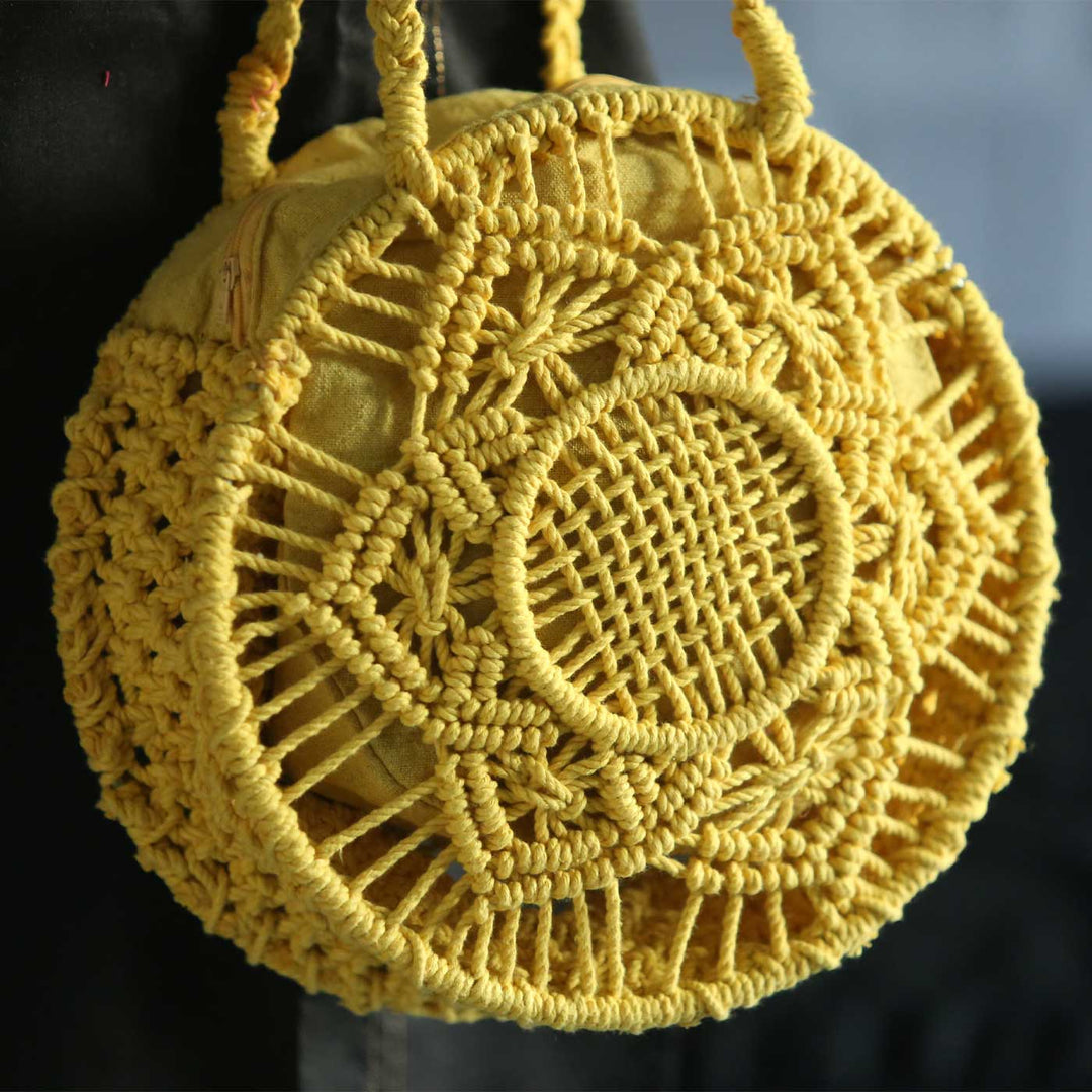 Handmade Macrame Boho Floral Sling Bag