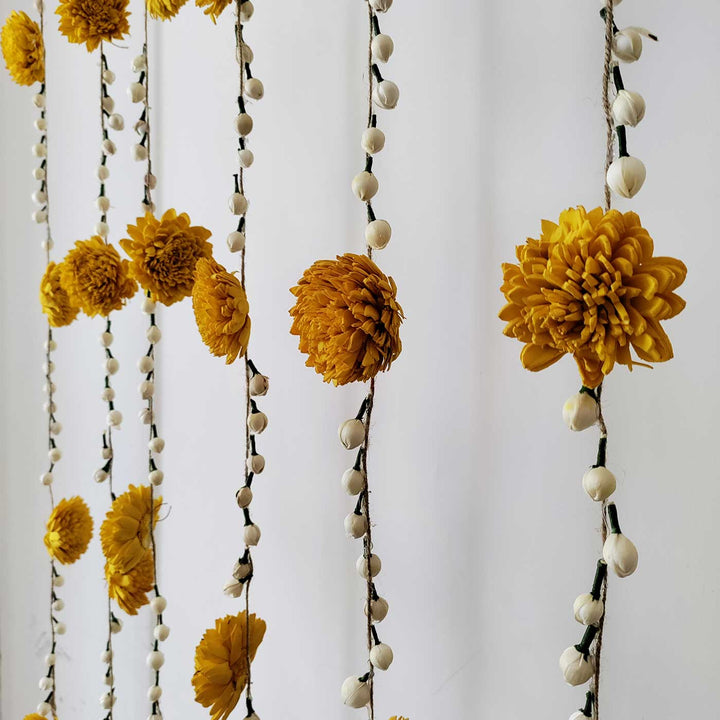 Handmade Yellow Zinnia & Jasmine Background Hanging