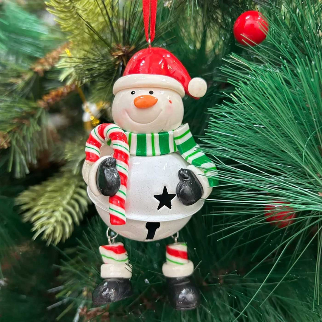 Handmade Snowman Metal Ornaments With Bell For Christmas Tree Decoration