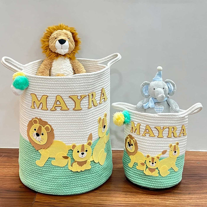 Personalized Handmade Lions Legacy Jute Basket For Kids