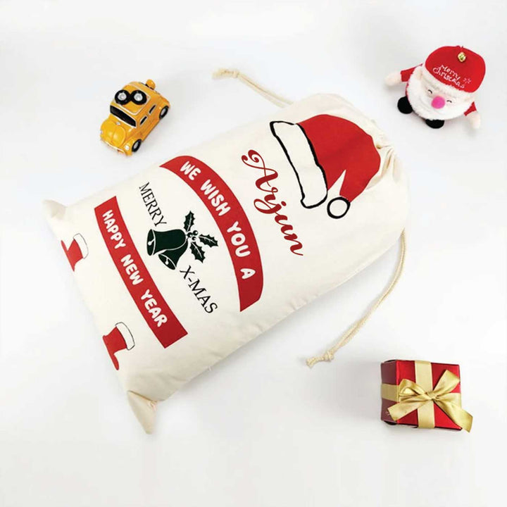 Personalized Holly Jolly Extra Large Muslin Gift Sack | Xmas Gifting Ideas