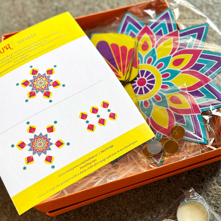 Reusable 13 Piece Mini Sitara MDF Wood Rangoli