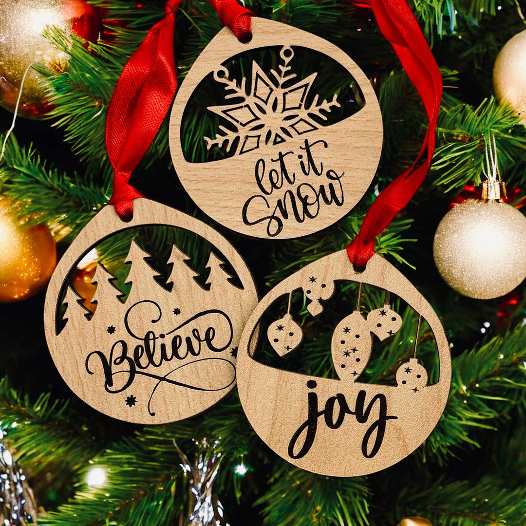 Woodland Wishes MDF Ornaments For Christmas Tree Decoration | Set Of 3