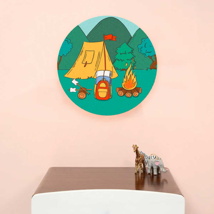 Handmade Happy Camping Wooden Pinboard For Kids