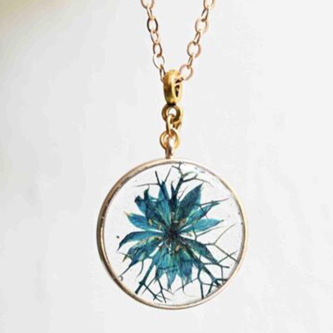 Handmade Preserved Flower Magical Persian Jewel Brass Necklace