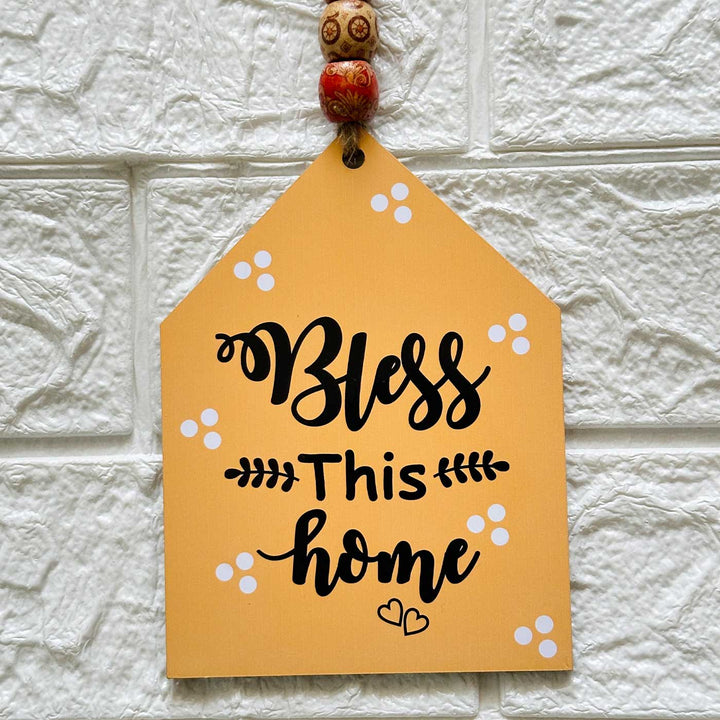 Beaded Bless This Home Jute Hanging