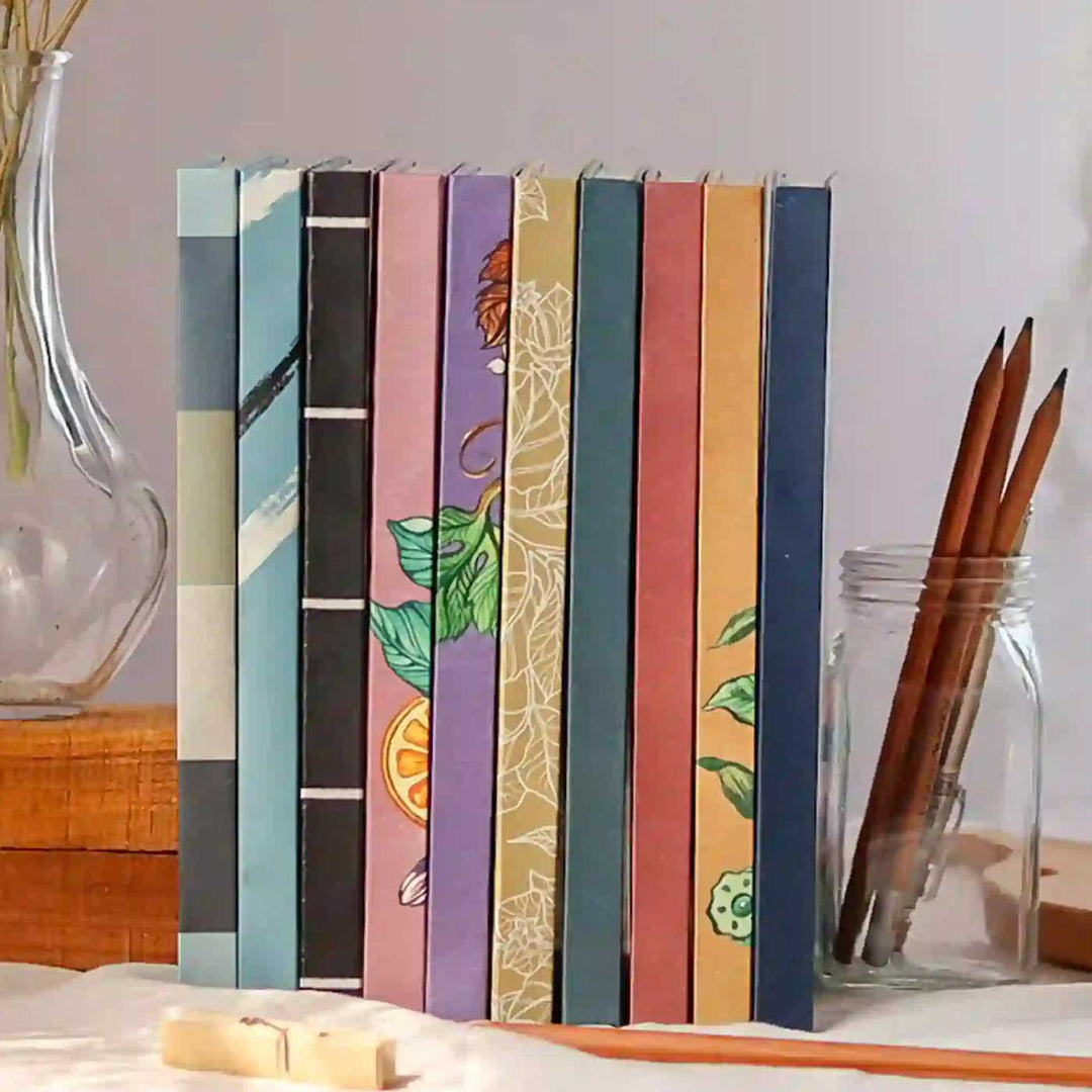 Handmade Plumeria Beige Ruled Journal | 100  Pages