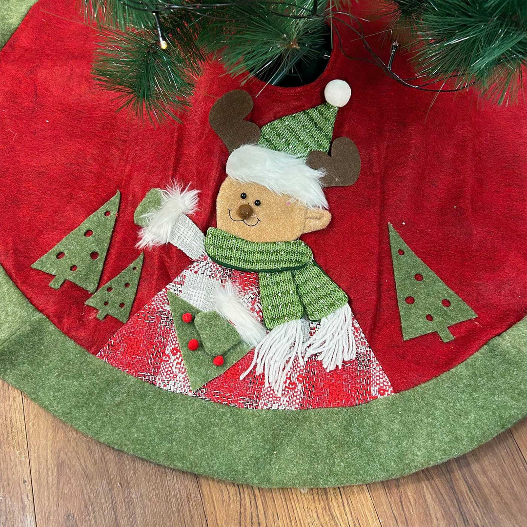 Personalized Reindeer's Winter Wrap Felt Tree Skirt For Christmas Tree Decoration