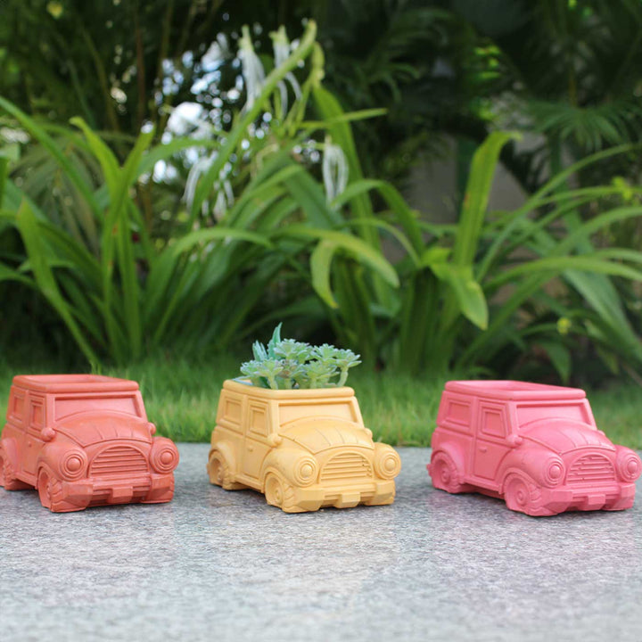 Hand-Painted Mini Jeep Terracotta Planter