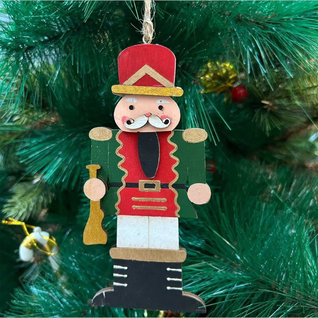 Handmade Nutcracker With A Red Hat Wooden Ornament For Christmas Tree Decoration