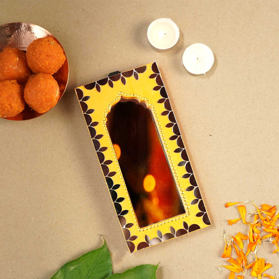 Handmade Yellow MDF Jharokha Mirror